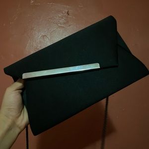 Black with Silver Clutch Bag